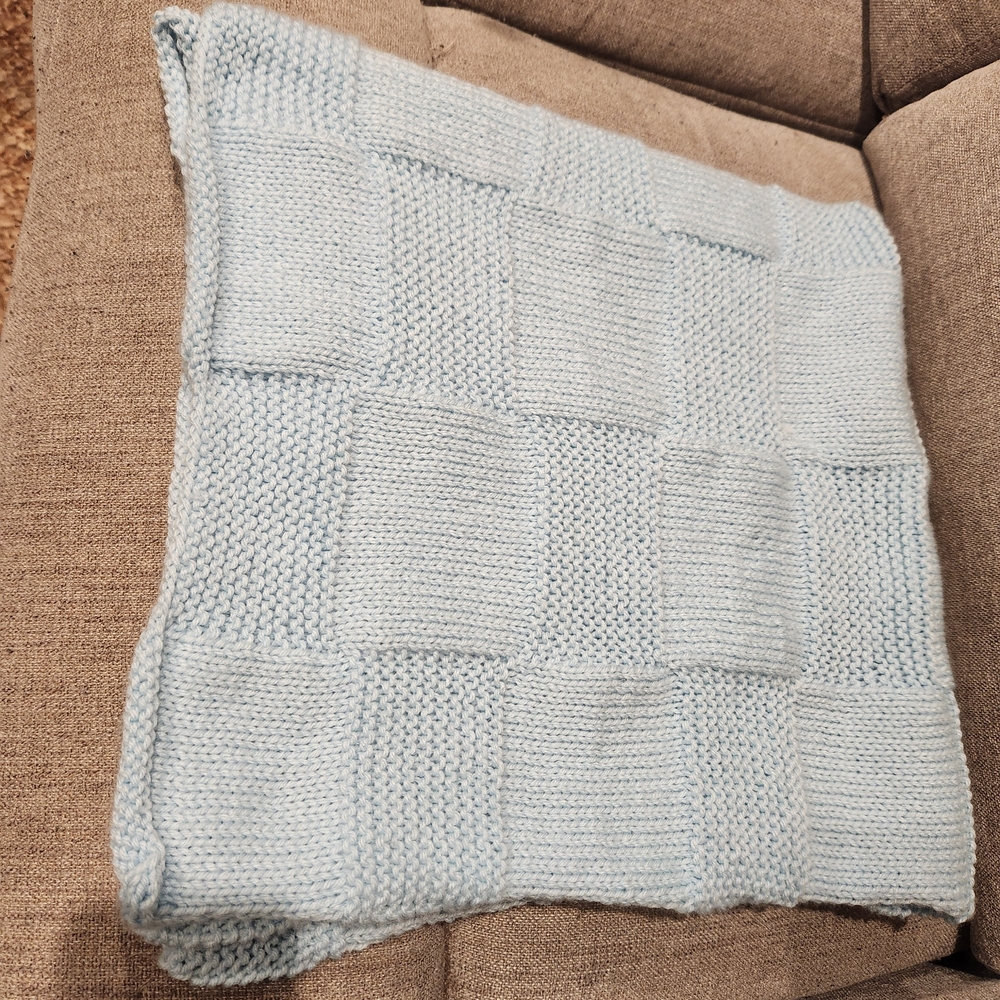 Light Blue Knitted Baby Blanket